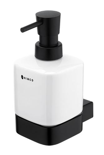 NIMCO KIBO dávkovač tekutého mydla 320 ml, nástenný, keramika, čierna/biela KI-14031K-T-90 Obrázek - Hlavní obrázek