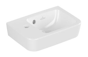 VILLEROY & BOCH O.NOVO COMPACT umývadlo 36 cm, s otvorom pre batériu vľavo a prepadom, alpská biela