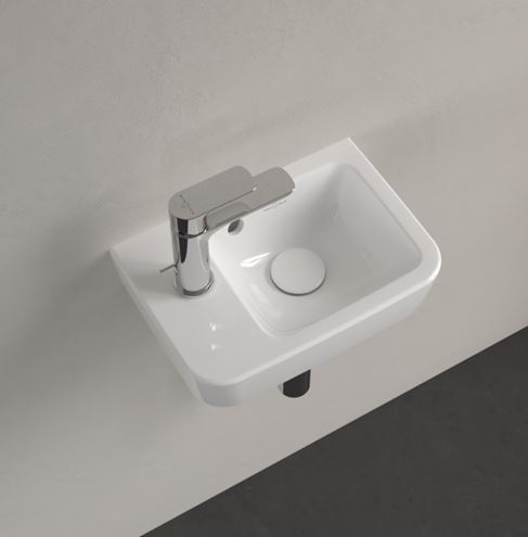 VILLEROY & BOCH O.NOVO COMPACT umývadlo 36 cm, s otvorom pre batériu vľavo a prepadom, alpská biela 43423601 Obrázek - fotka