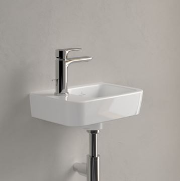VILLEROY & BOCH O.NOVO COMPACT umývadlo 36 cm, s otvorom pre batériu vľavo a prepadom, alpská biela 43423601 Obrázek - fotka
