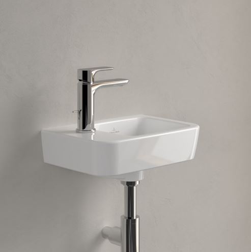 VILLEROY & BOCH O.NOVO COMPACT umývadlo 36 cm, s otvorom pre batériu vľavo a prepadom, alpská biela 43423601 Obrázek - fotka