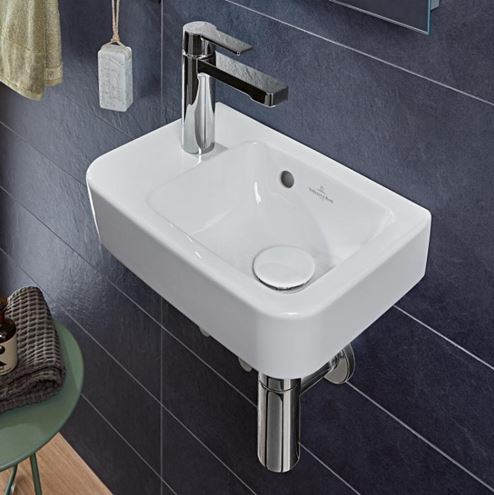 VILLEROY & BOCH O.NOVO COMPACT umývadlo 36 cm, s otvorom pre batériu vľavo a prepadom, alpská biela 43423601 Obrázek - fotka
