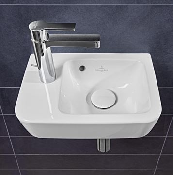 VILLEROY & BOCH O.NOVO COMPACT umývadlo 36 cm, s otvorom pre batériu vľavo a prepadom, alpská biela 43423601 Obrázek - fotka