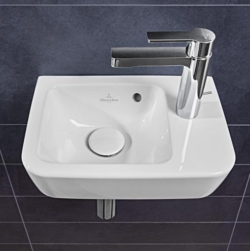 VILLEROY & BOCH O.NOVO COMPACT umývadlo 36 cm, s otvorom pre batériu vpravo a prepadom, alpská biela 43433601 Obrázek - fotka