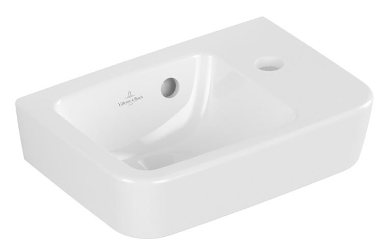 VILLEROY & BOCH O.NOVO COMPACT umývadlo 36 cm, s otvorom pre batériu vpravo a prepadom, alpská biela 43433601 Obrázek - Hlavní obrázek
