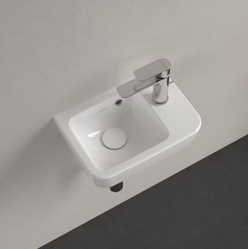 VILLEROY & BOCH O.NOVO COMPACT umývadlo 36 cm, s otvorom pre batériu vpravo a prepadom, alpská biela 43433601 Obrázek - fotka