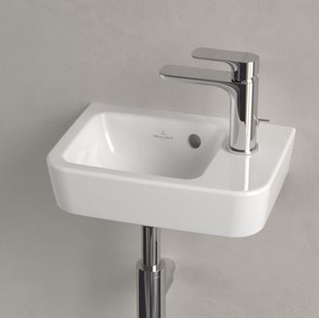 VILLEROY & BOCH O.NOVO COMPACT umývadlo 36 cm, s otvorom pre batériu vpravo a prepadom, alpská biela 43433601 Obrázek - fotka