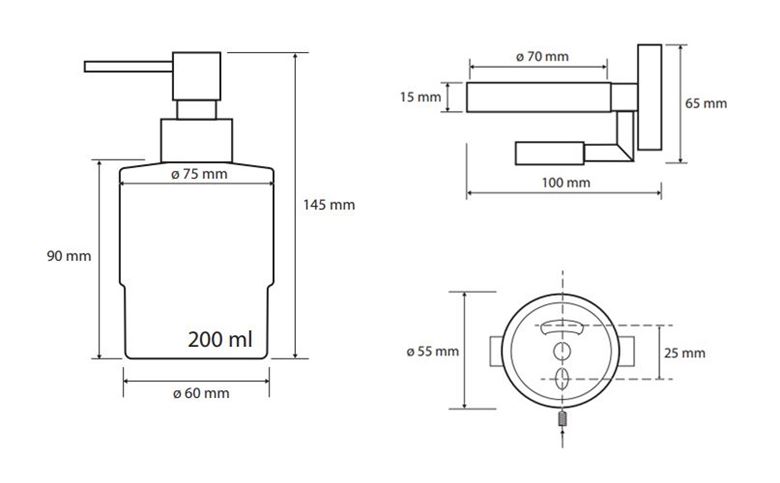 BEMETA OMEGA dávkovač tekutého mydla 200 ml, s magnetickou mydlenkou, nástenný, chróm 104109182 Obrázek - fotka