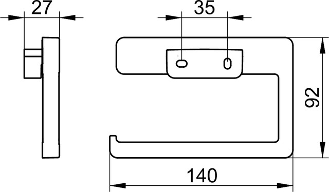 KEUCO MOLL držiak toaletného papiera, nástenný, chróm 12762010000 Technický nákres