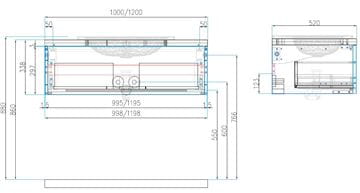 DŘEVOJAS COMO COM SZZ 120 skrinka pod umývadlo 120x52x33,8 cm, 1 zásuvka, Push-open, teak 808617 Technický nákres