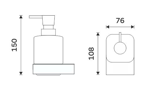 NIMCO NIKAU dávkovač tekutého mydla 300 ml, nástenný, sklo, chróm NK 30031C-T-26 Technický nákres