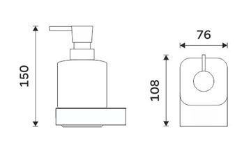 NIMCO NIKAU dávkovač tekutého mydla 300 ml, nástenný, sklo, chróm NK 30031C-T-26 Technický nákres