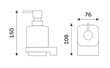 NIMCO MAYA dávkovač tekutého mydla 300 ml, nástenný, sklo, biela MAB 29031C-T-05 Technický nákres