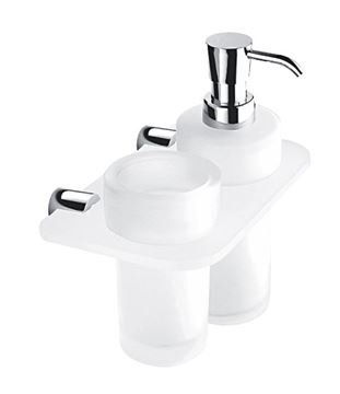 NIMCO BORMO dávkovač tekutého mydla 250 ml s pohárikom, nástenný, sklo, chróm