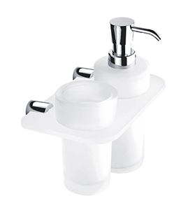 NIMCO BORMO dávkovač tekutého mydla 250 ml s pohárikom, nástenný, sklo, chróm