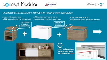 CONCEPT MODULAR doska pod umývadlo 60x47,5x1,8 cm, lesklá biela 807566 Obrázek - fotka