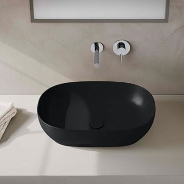 VITRA OUTLINE umývadlová misa 59 cm, bez prepadu, VitrAhygiene, matná čierna 5995B483-0016 Obrázek - fotka