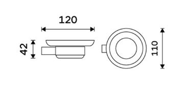 NIMCO BORMO mydlovnička, nástenná, sklo, chróm BR 11059C-26 Technický nákres