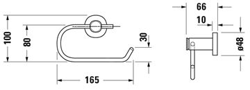DURAVIT D-CODE držiak toaletného papiera, nástenný, chróm 0099261000 Technický nákres