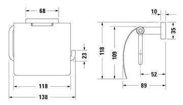 DURAVIT KARREE držiak toaletného papiera s krytom, nástenný, chróm 0099551000 Technický nákres