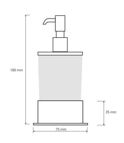 BEMETA PLAZA dávkovač tekutého mydla 200 ml, sklo, chróm 140109161 Technický nákres