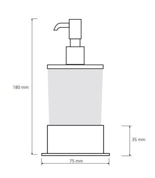 BEMETA PLAZA dávkovač tekutého mydla 200 ml, sklo, chróm 140109161 Technický nákres