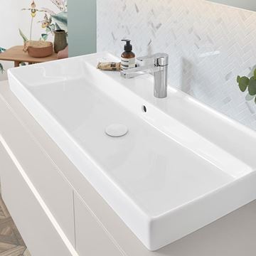 VILLEROY & BOCH COLLARO umývadlo 100 cm, s otvorom pre batériu a prepadom, brúsené, alpská biela 4A331G01 Obrázek - fotka