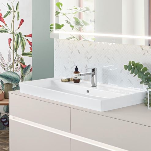VILLEROY & BOCH COLLARO umývadlo 100 cm, s otvorom pre batériu a prepadom, brúsené, alpská biela 4A331G01 Obrázek - fotka