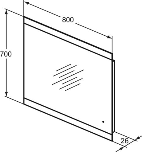 IDEAL STANDARD MIRROR & LIGHT zrkadlo 80x70 cm, reverzibilné, s osvetlením, s vyhrievaním T3347BH Technický nákres