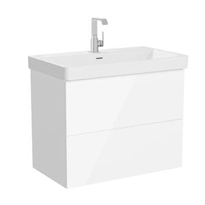 VITRA METROPOLE PURE skrinka s umývadlom 80x47x67, 5 cm, 2 zásuvky, Push-open, s osvetlením, lesklá biela