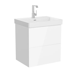 VITRA METROPOLE PURE skrinka s umývadlom 60x47x67, 5 cm, 2 zásuvky, Push-open, s osvetlením, lesklá biela