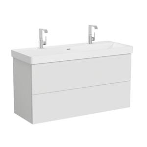 VITRA METROPOLE PURE skrinka s umývadlom 120x47x67, 5 cm, 2 zásuvky, Push-open, s osvetlením, matná svetlo šedá