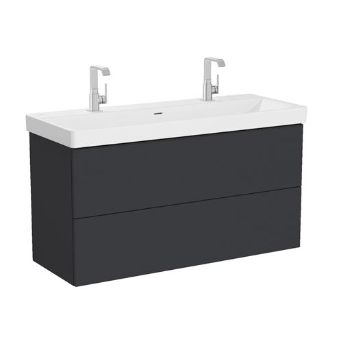 VITRA METROPOLE PURE skrinka s umývadlom 120x47x67, 5 cm, 2 zásuvky, Push-open, s osvetlením, graphite mat 67224 Obrázek - Hlavní obrázek