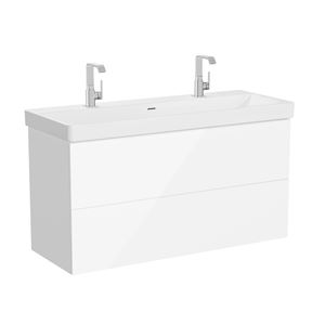 VITRA METROPOLE PURE skrinka s umývadlom 120x47x67, 5 cm, 2 zásuvky, Push-open, s osvetlením, lesklá biela