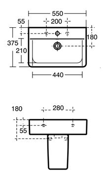 CONCEPT CUBE SHORT umývadlo 55 cm, s otvorom pre batériu a prepadom E799201 Obrázek - fotka