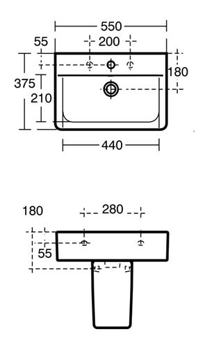 CONCEPT CUBE SHORT umývadlo 55 cm, s otvorom pre batériu a prepadom E799201 Obrázek - fotka