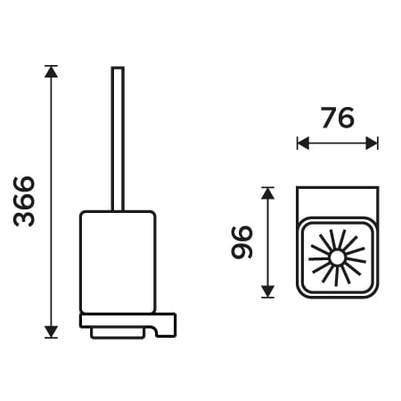 NIMCO MAYA WC kefa, nástenná, sklo, chróm MA 29094CN-26 Technický nákres