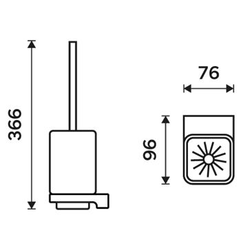 NIMCO MAYA WC kefa, nástenná, sklo, chróm MA 29094CN-26 Technický nákres
