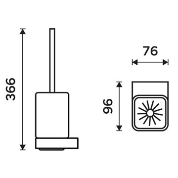 NIMCO NIKAU WC kefa, nástenná, sklo, chróm NK 30094CN-26 Technický nákres