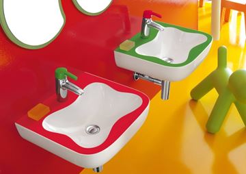 LAUFEN FLORAKIDS umývadlo 45 cm, s otvorom pre batériu a prepadom, biela/zelená H8150310721041 Obrázek - fotka