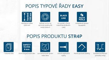 RONAL EASY STR4P stena walk-in 90x200 cm, aluchróm/číre sklo STR4P 090 50 07 Obrázek - fotka