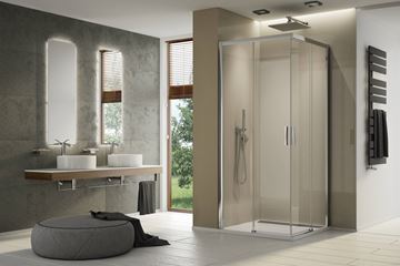 RONAL TOP-LINE S TLSAC sprchový kút 90x90 cm, rohový vstup, posuvné dvere, aluchróm/číre sklo TLSAC 090 50 07 Obrázek - fotka