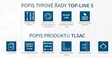 RONAL TOP-LINE S TLSAC sprchový kút 90x90 cm, rohový vstup, posuvné dvere, aluchróm/číre sklo TLSAC 090 50 07 Obrázek - fotka
