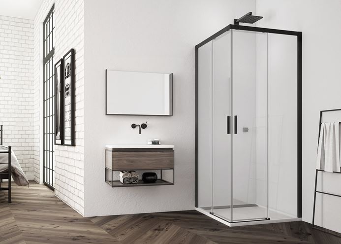 RONAL TOP-LINE S TLSAC sprchový kút 90x90 cm, rohový vstup, posuvné dvere, aluchróm/číre sklo TLSAC 090 50 07 Obrázek - fotka