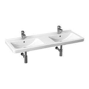 JIKA CUBITO PURE dvojumývadlo 130 cm, s 2 otvormi pre batérie a prepadom