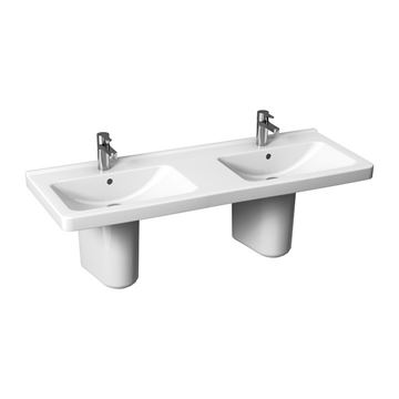 JIKA CUBITO PURE dvojumývadlo 130 cm, s 2 otvormi pre batérie a prepadom, Jika perla H8144201001041 Obrázek - fotka