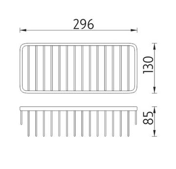 NIMCO BOND drôtená polica 296 mm, nástenná, chróm BO 313N-26 Technický nákres