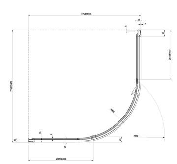 RAVAK PIVOT PSKK3 100 sprchovací kút 100x100 cm, R500, pivotové dvere, chróm lesk / sklo transparent 376AAC00Z1 Technický nákres
