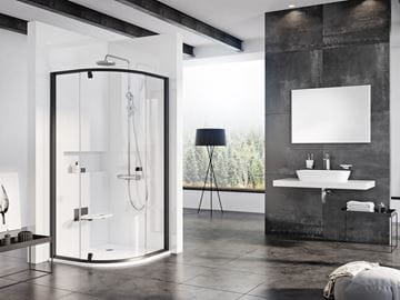 RAVAK PIVOT PSKK3 90 sprchovací kút 90x90 cm, R500, pivotové dvere, black/sklo transparent 37677300Z1 Obrázek - fotka