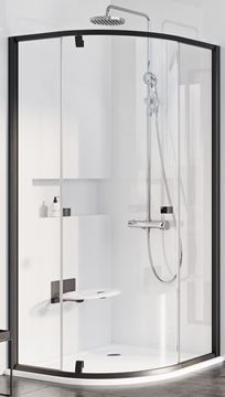 RAVAK PIVOT PSKK3 90 sprchovací kút 90x90 cm, R500, pivotové dvere, black/sklo transparent